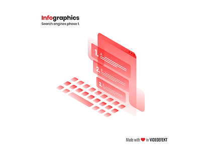 Infographics - Search results flat gradient infographics isometric layered red semi-transparent