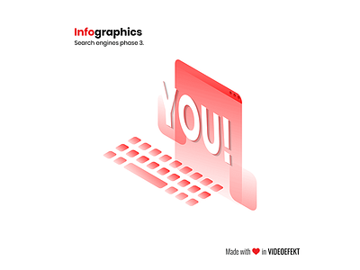 Infographics - You in search engines flat gradient infographics isometric layered red semi transparent
