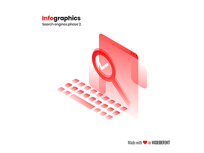 Infographics - Successful search flat gradient infographics isometric layered red semi-transparent