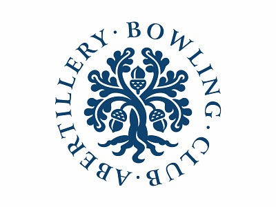Abertillery bowling club logo acorn circle logo circular tree heraldry leaf logo oak oak leaf oak roots oak tree logo stylized tree tradition vintage