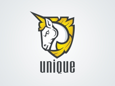 Unicorn Logo animal coat of arms crest gold horse inocence shield unicorn unique