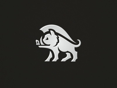 Crested Boar Logo animal boar logo silver