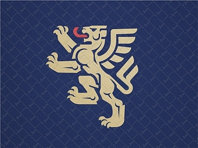 Winged lion rampant logo animal brand flat for sale gold heraldry lion logo modern proud shield