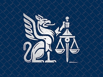 Gryphon Law Logo animal attorney buy logo eagle gryphon heraldry justice lawyer lion logo for sale scale silver
