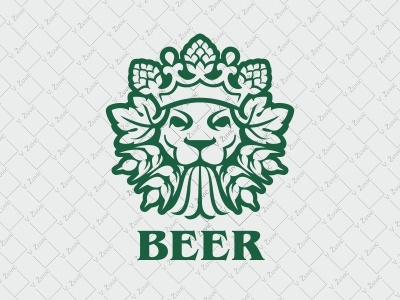 Lion Beer Logo beer beer logo brewery crown hops lion lion logo logo for sale pub wheat