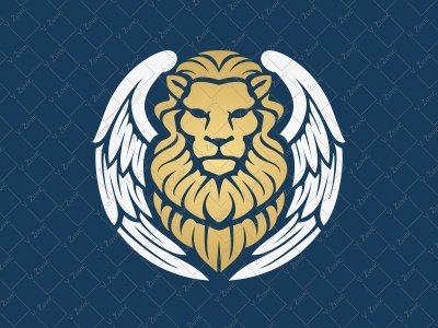 Winged Lion Logo circle gold lion mane manly power proud silver venetia winged wings
