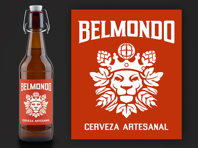 Belmondo craft beer beer brewery crowned globe hops king label lion wheat