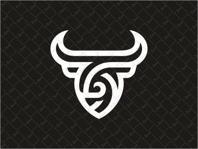 Abstract Bull Logo bull crest horn logo for sale shield stripes