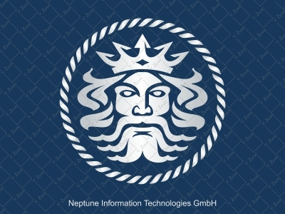 Logo design for Neptune Information Technologies GmbH circle crown neptune logo sea sea god triton wave