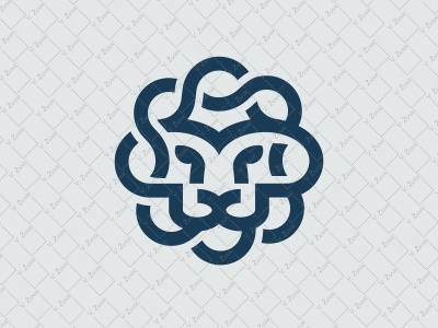 Simple Lion Logo circular flat flower head linear lion logo logo for sale mane simple