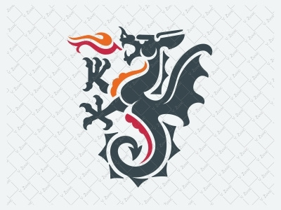 Fire Dragon Logo beast creature dragon fantasy fire flame gas heraldry logo for sale shield