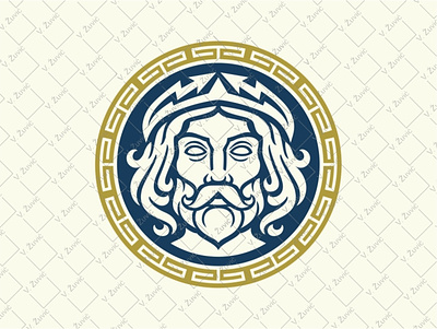 Zeus Jupiter Logo circular logo greek god logo greek ornament logo jupiter logo meander logo thunder logo zeus logo zeus logo for sale