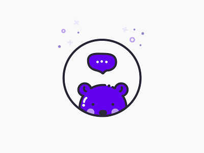 Little Bear bear chat illustration logo violet