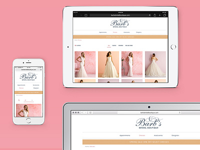 Barb's Bridal Boutique boutique bridal css design html interaction design media queries responsive retail shopping website weddings