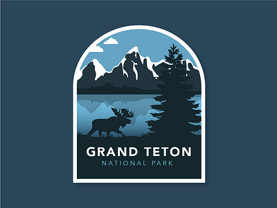 Grand Teton National Park Badge badge badges grand teton grand tetons moose mountains national park pine tree