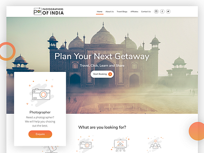 POI Landing Page Layout design explore home illustration landing photography social travel ui ux web website