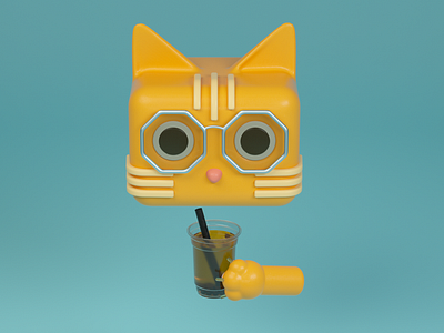 Bubble Tea 3d 3d art 3d render cat cinema 4d illustration octane octane render