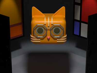 Museum Visiting 2019 3d 3d illustration art cat character cinema 4d cute museum octane octane render