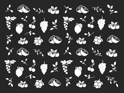 Repetitive Fruits blueberry cherry cranberry design fruit grape icons illustration kiwifruit lemon pattern print
