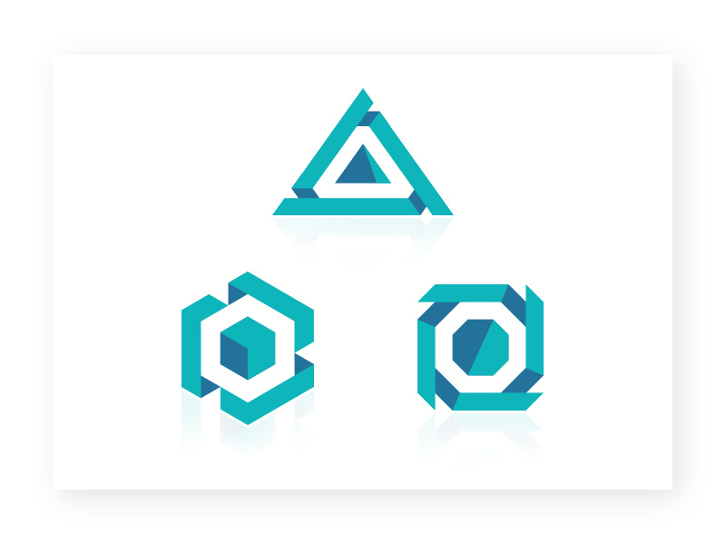 Logo Symbol Shapes hexagon square triangle design color geometry shape symbol logo