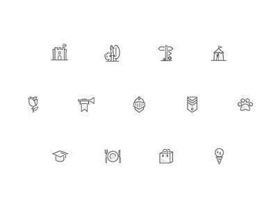 Medieval meets internet icons set castle ice cream icons medieval statue ui website