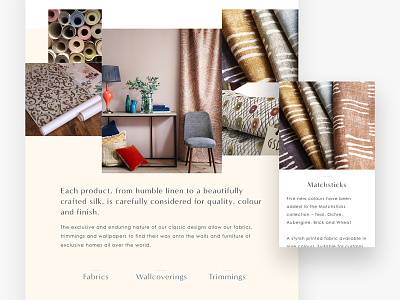 Interior + Textile Designers Web Layout design interior layout london textile website