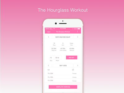 UI Hourglass Workout Redesign fitness hourglass redesign reps sets ui ux workout