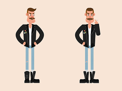 Jay 2d character character design flat hipster illustration leather jacket punk