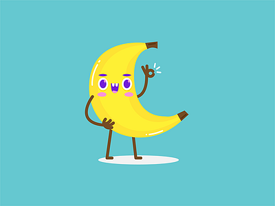 OK! Banana banana cartoon character design flat icon sprite
