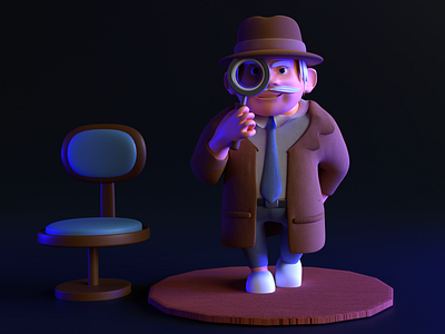 3D Character - Detective 3d 3d blender 3d character 3d cute 3d modeling animation blender character cyberpunk cycles design detective illustration logo modeling