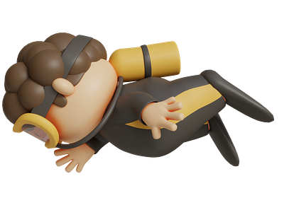 Diving is very exciting 3d 3d blender 3d character 3d cute blender character design illustration logo sport ui