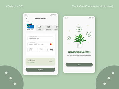 DailyUI - 002 : Credit Checkout Page (Android View) android mobile app dailyui design illustration mobile ui ux