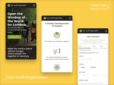 Non-Profit Organization Mobile Website landing page nonprofit organisation organization social web website