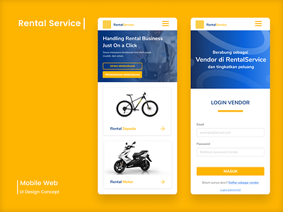 Rental Service Mobile Web App design landing page design mobile web app rental rental app