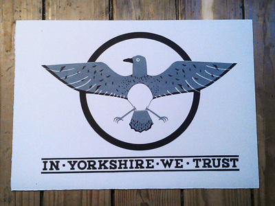 In Yorkshire We Trust pigeon print screen screenprint silkscreen yorkshire