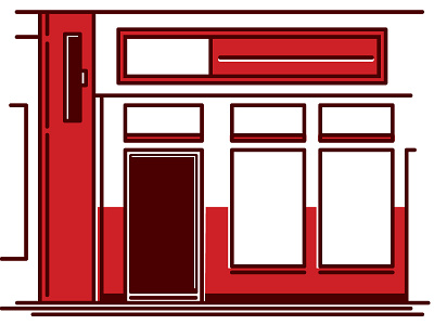 Pizza Bar architecture bar branding building design door illustration lines logo pizza window