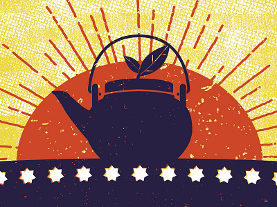 Teapot design illustration print screenprint wip work in progress