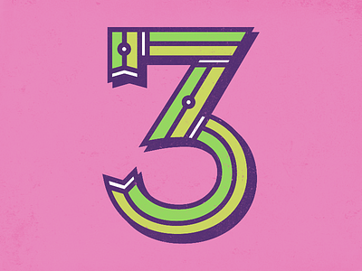 Three 3's design illustration lettering numbers typography