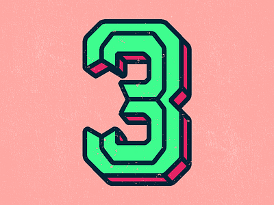 3 Three's design illustration lettering numbers typography