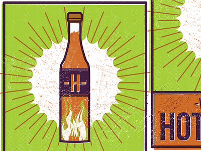 Hot Sauce Label bottle chili design hot hot sauce illustration label lettering mis registered packaging texture typography