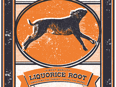 Lazy Dog Liquorice design dog illustration old packaging retro texture two colour typography vintage