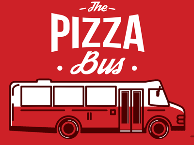 Got some wheels animation branding bus design illustration lines logo motion movement pizza type