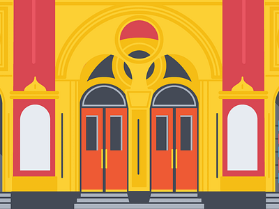 Grand Doorway architecture building colour design illustration leeds wip work in progress