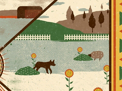 Wolf in wolf's wolfing colour design farm field folk art homestead illustration sheep texture wip wolf work in progress