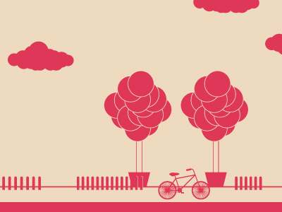 Summer rides cloud clouds design graphic design illustration summer tree trees