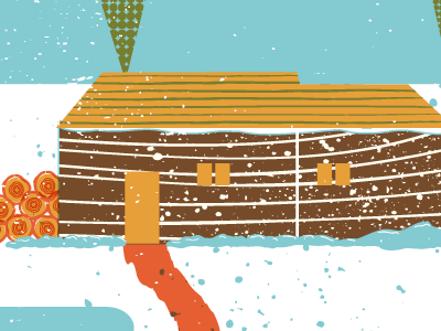 Winter close up cold design house illustration logs mountains snow sun texture winter