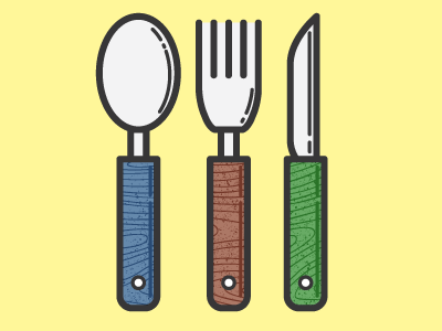 Utensils cutlery eat eats food fork illustration kitchen knife spoon thick lines utensils