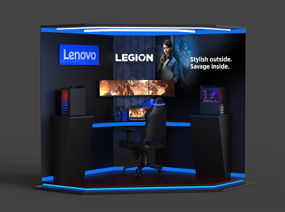 Lenovo Legion Gaming Area 3dsmax alexi mathew kiosk