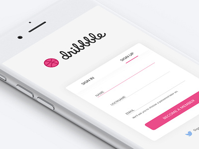 Sign up UI dribbble sign up