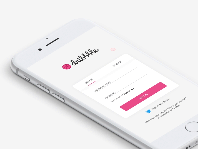 Dribbble signup animated version